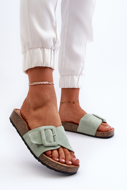 Women's Slippers with Buckle Eco Suede Mint Laeltia