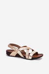 Flat Leather Sandals Women Zazoo 40032 Golden
