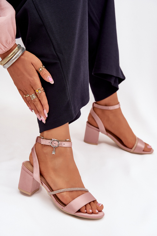 Damskie Sandały Z Cyrkoniami Na Słupku Beżowe Vinceza 20268