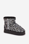 Women's Snow Boots on Platform Decorated with Sequins Black Silver Silmo