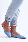Women's Lace-Up Ballet Flats Blue Lilly Ann