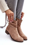 Women's Suede Ankle Boots on Flat Heel Beige Keresa