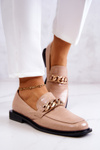 Leather Loafers With Chain Beige Killen 