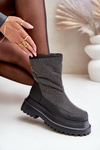 Embellished Snow Boots On Platform And Flat Heel Black Avivina