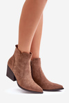 Fleece Lined Cowboy Boots Eco Suede With Zip Brown Virtris