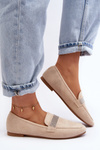Women's Moccasins with Zircons Beige Ralrika