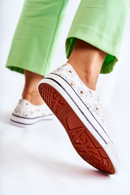 Women's Low Sneakers With Flowers White Janey