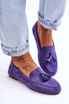 Suede Classic Fringed Loafers Violet Averil