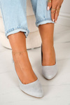 Classic Women's Pumps On A Block Heel Suede Grey Eleanor