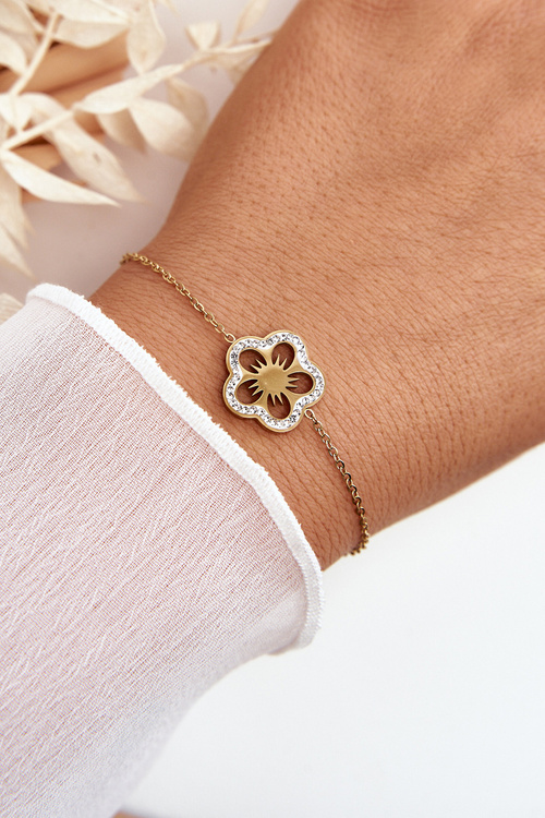 Delicate Women's Bracelet With A Flower Gold 