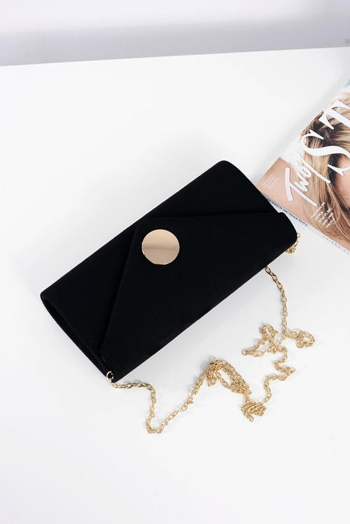 Women's Handbag Black Suede Clutch Bag Gold Chain