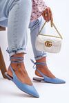 Women's Lace-Up Ballet Flats Blue Lilly Ann