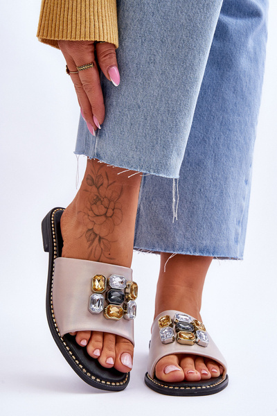 Women's Sandals With Stones S.Barski KV-2775-31 Nude