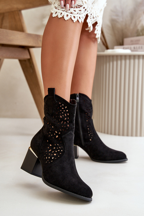 Lace-up ankle boots with eco suede upper, zip closure black Sevana