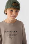 Long Sleeve T-Shirt For Boy With Print Regular 4F 4FJWAW24TLONM294-26S Grey