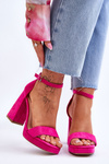 Fashionable Suede Square Heel Sandals Fuchsia Merila