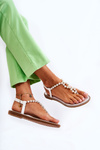Fashionable Sandals Flip-flops With Pearls White Isalia