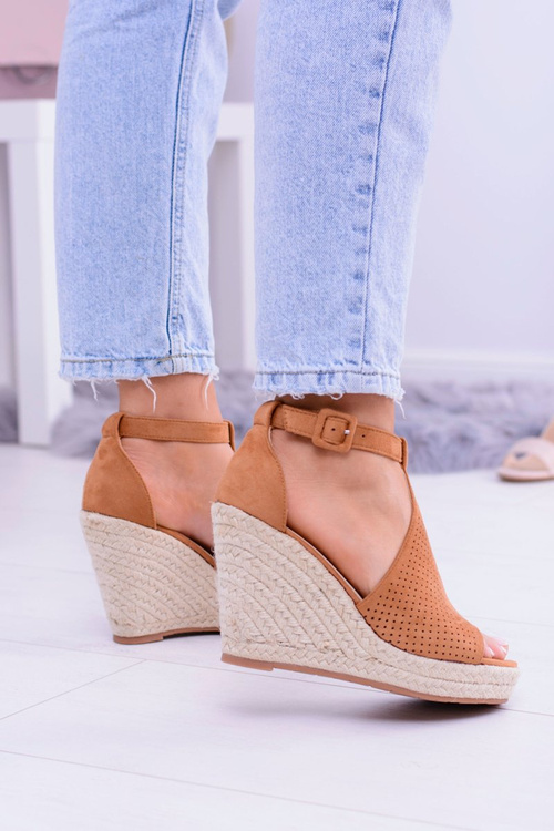Suede Espadrilles Sandals On Anchor Camel Sunlast