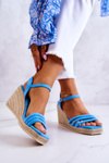 Suede Wedge Sandals Blue Louisiana