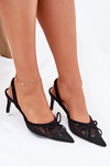 Lace Stiletto Heels With Open Back Black Annivirae