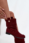 Leather Suede Women's Boots with Ruffle Lining Insulated Zazoo 4210 Bordeaux