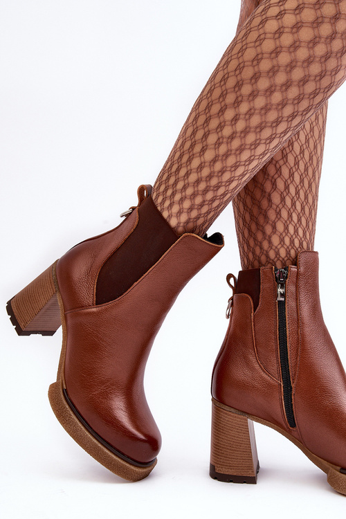 Leather Boots On Heel Brown Lemar Liresa