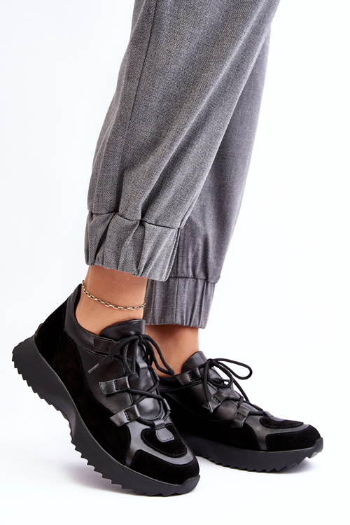 Buty Sportowe Damskie Skóra Czarne M01/2 Zazoo