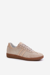 Low suede women's sneakers beige Zazoo N1068