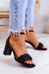 Leather Sandals On A Bar Black Lorelei