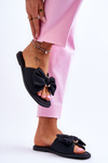 Women's Leather Slippers With Bow Black Becky