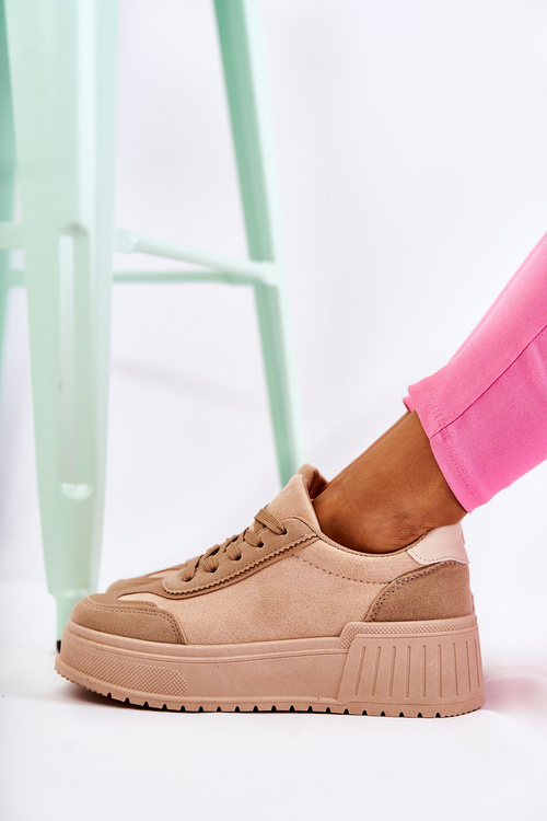 Buty Sportowe Damskie Zamsz Beżowe Segurro