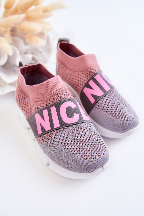 Dziecięce Sportowe Buty Wsuwane Różowo-Szare Cobby