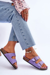 Women's Sandals On Cork Platform With Stripes Violet Doretta