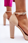 Suede Sandals On Heel Beige Spectacular 