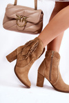 Damskie Botki Zamsz Beżowe Lewski Shoes 3093