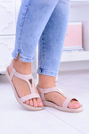 Women's Pink Riben Elastic Rubber Sandals