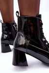 Heeled Boots with Lacquer Black Basciano
