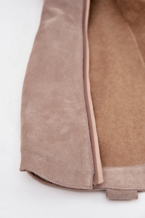 Damskie Kozaki Kowbojki Z Naturalnego Zamszu Ocieplane Cappuccino Zazoo 4224