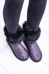 Women's Snow Boots High With Fur and Glitter Fourrure