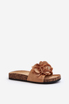 Women's Slippers with Flowers Brown Lulania