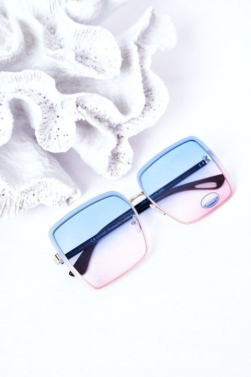 Gold Square Sunglasses Blue-Pink Ombre