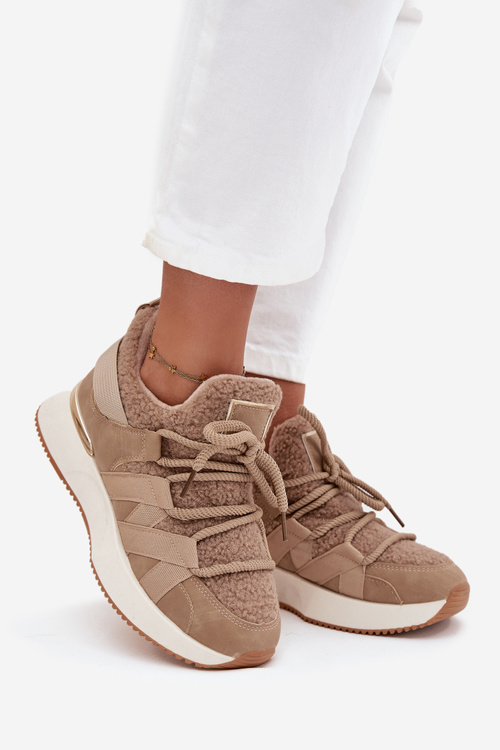 Insulated Women's Sneakers Platform Beige Juvira