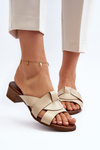 Zazoo 40236 Leather Women's Low Heel Sandals Beige