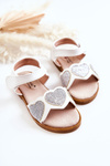 Children's Leather Sandals Brocade Hearts White Luisa