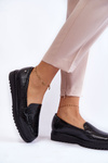 Lacquered Loafers Crocodile Pattern On Platform Black Diane