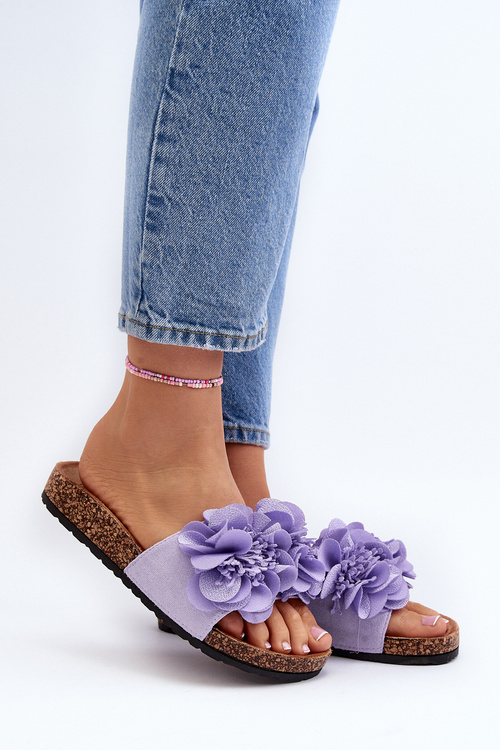 Women's Purple Flower Slides Lulania