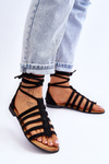 Women's Suede Roman Sandals Black Sempre