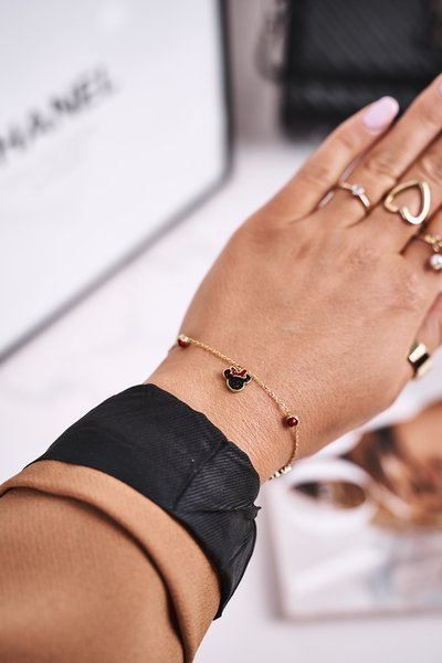 Bracelet With Pendants Red Cubic Zirconia Gold Minnie