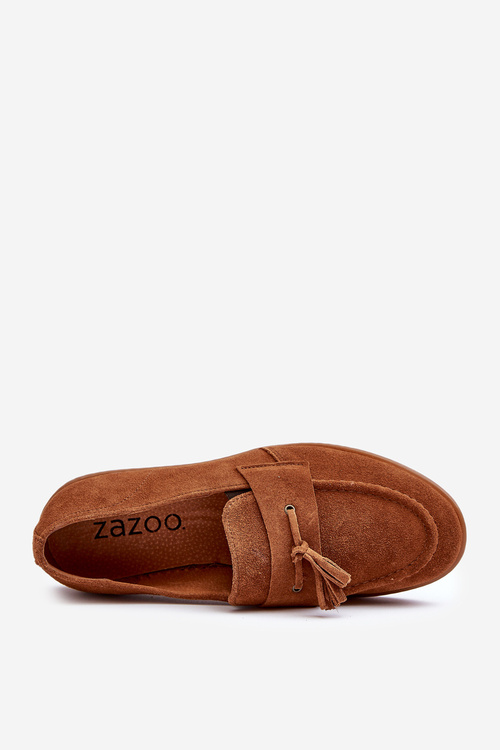 Men's Suede Loafers Shoes Zazoo 1566 Brown
