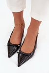 Patent Leather Heeled Pumps With Bow Black Olvena